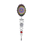 Rotating Mandala Wind Chime (15cm) - Kinetic Metal Spinner with Spiral Tail (22.5cm) - Pink