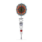 Rotating Mandala Wind Chime (15cm) - Kinetic Metal Spinner with Spiral Tail (22.5cm) - Multi Colour