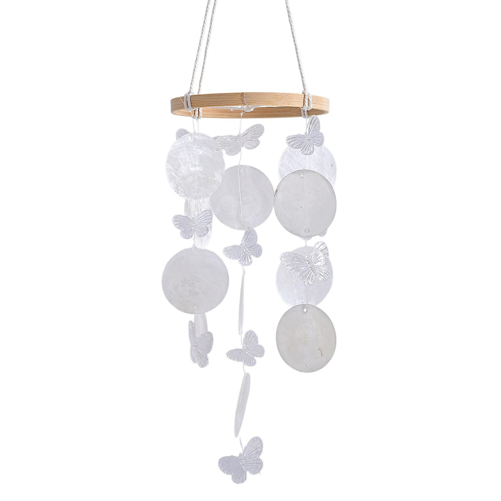 LIVMORE Beach Inspired Conch Shape Hanging Wind Chime (30 cm) - White