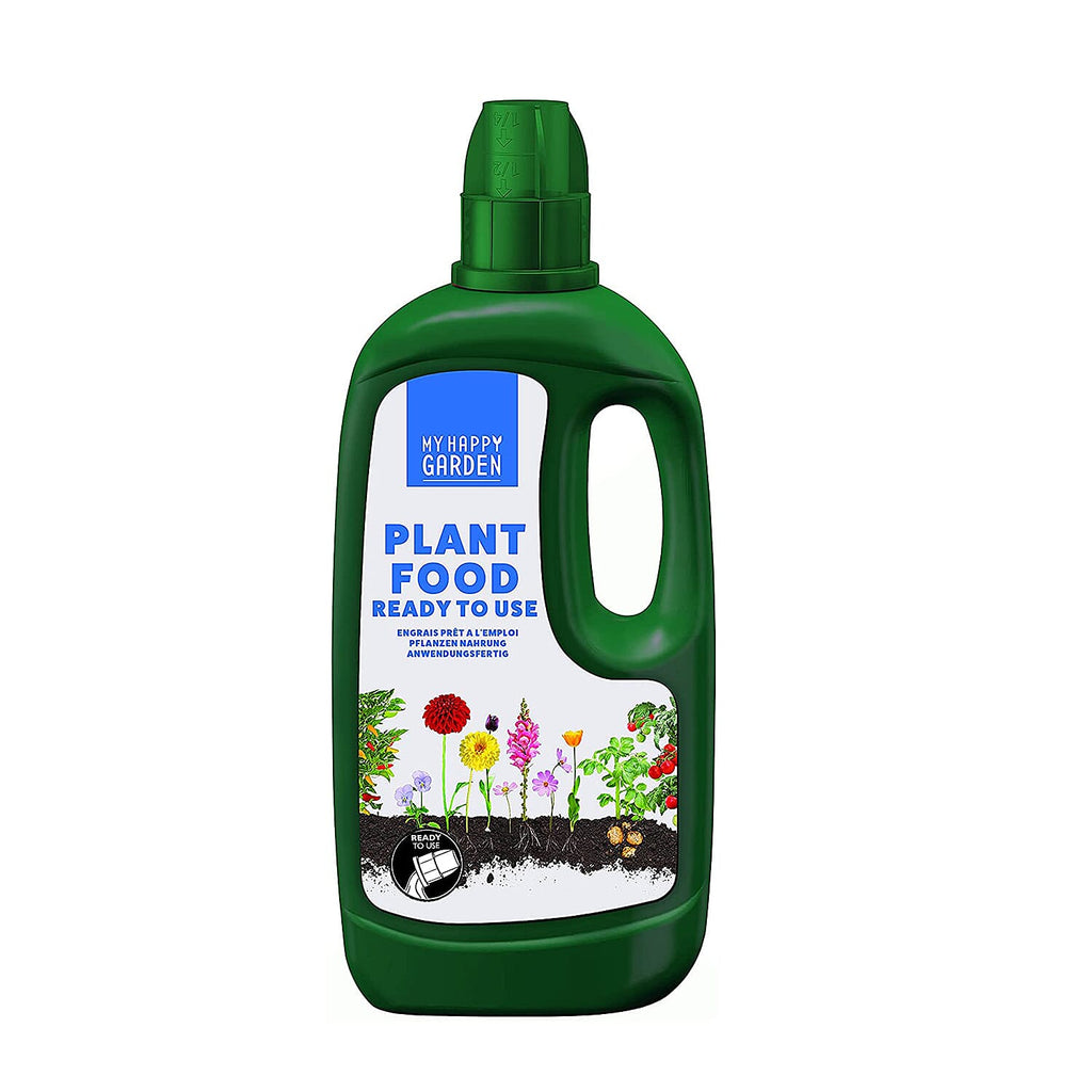 Happy Garden 7 Day Liquid Plant Food  - (1L Ready to Use) - Promotes Healthy Growth and Robust Blooms - Blend Of Nutrients. Nitrogen, Potassium, Phosphorus, Magnesium, Fertiliser