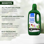 Happy Garden 7 Day Liquid Plant Food  - (1L Ready to Use) - Promotes Healthy Growth and Robust Blooms - Blend Of Nutrients. Nitrogen, Potassium, Phosphorus, Magnesium, Fertiliser