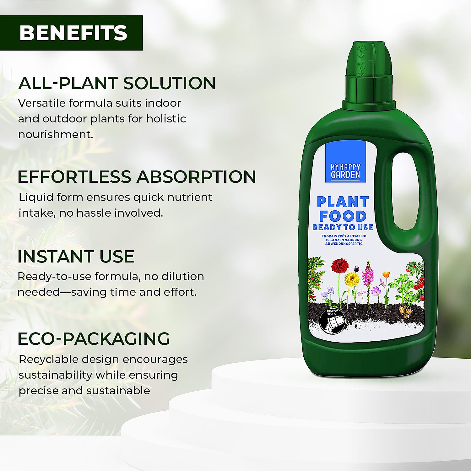 Happy Garden 7 Day Liquid Plant Food  - (1L Ready to Use) - Promotes Healthy Growth and Robust Blooms - Blend Of Nutrients. Nitrogen, Potassium, Phosphorus, Magnesium, Fertiliser 7552162 5