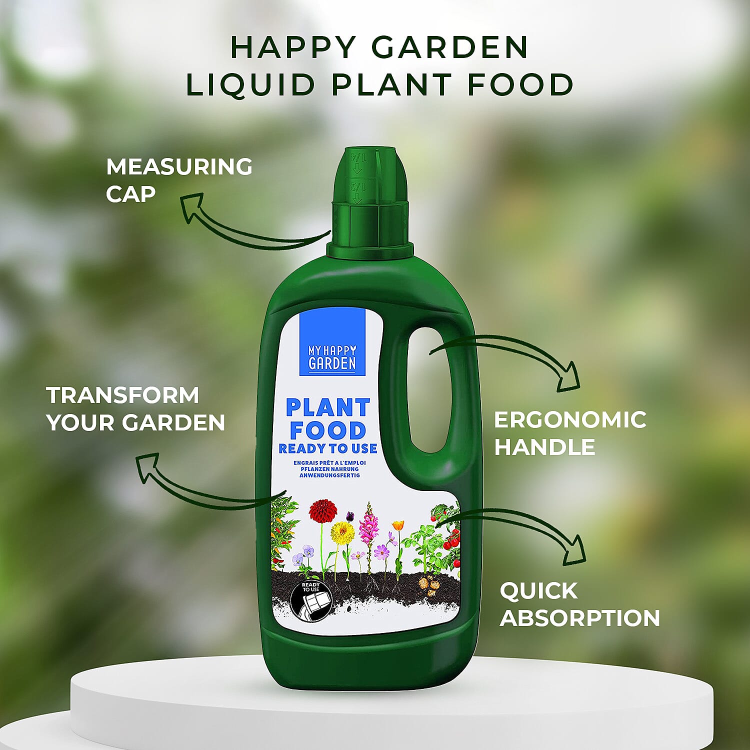 Happy Garden 7 Day Liquid Plant Food  - (1L Ready to Use) - Promotes Healthy Growth and Robust Blooms - Blend Of Nutrients. Nitrogen, Potassium, Phosphorus, Magnesium, Fertiliser 7552162 6