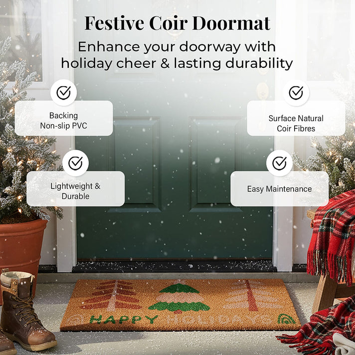 Happy Holidays Bleached Prints Coir Doormat (60 x 40 cm) 8194755 2