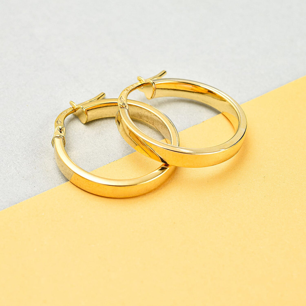 Hatton Garden Close Out - 14K Gold &amp; Silver Rectangular Hoop Earrings 7645876 1