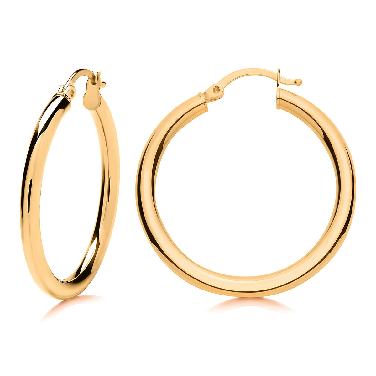 Hatton Garden Close Out - 9K Yellow Gold Shiny Hoop Earring with Clasp 8062150 0