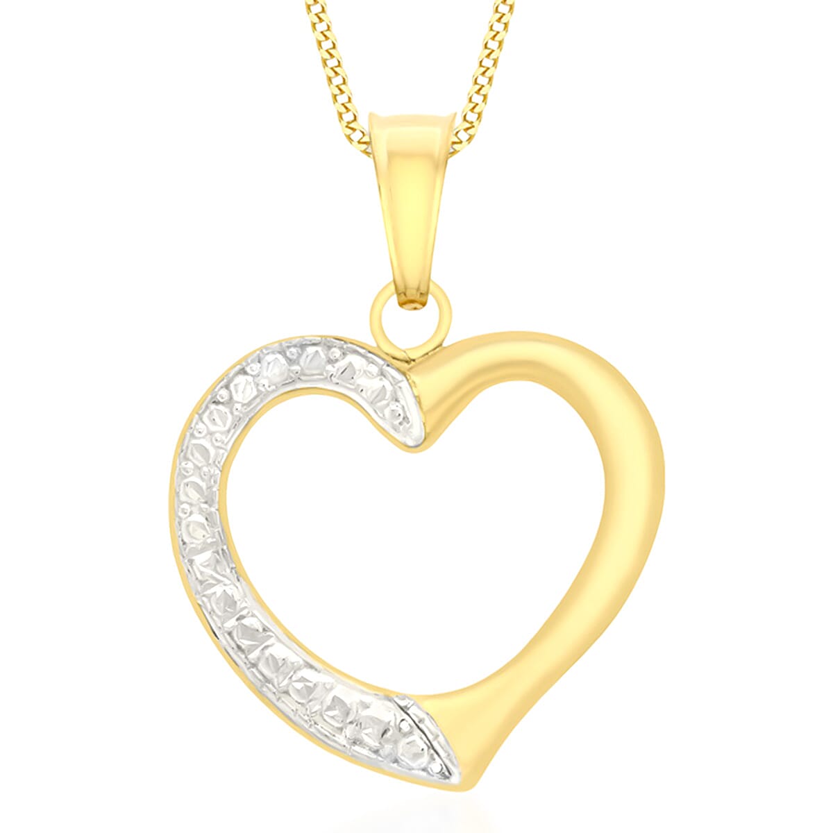 Hatton Garden Close Out - 9K Yellow &amp; White Gold Open Heart Pendant 8189614 0