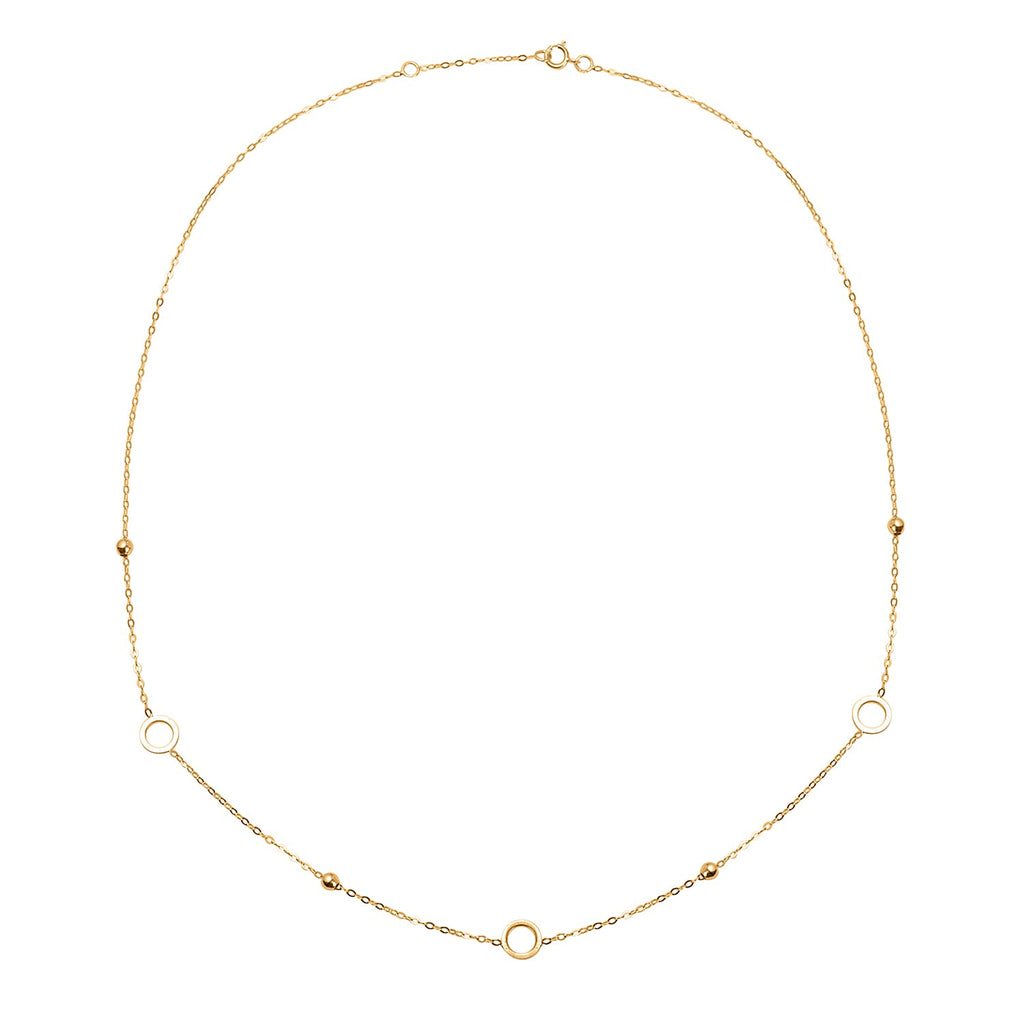 Hatton Garden Close Out Deal - 9K Yellow Gold Circle & Beads Necklace (Size -18)