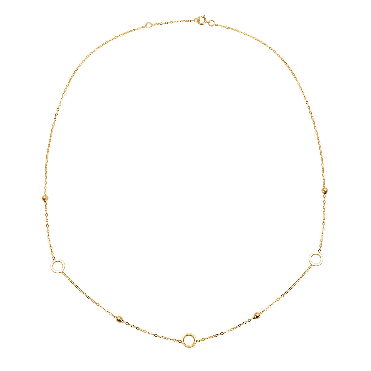 Hatton Garden Close Out Deal - 9K Yellow Gold Circle &amp; Beads Necklace (Size -18) 7682271 0