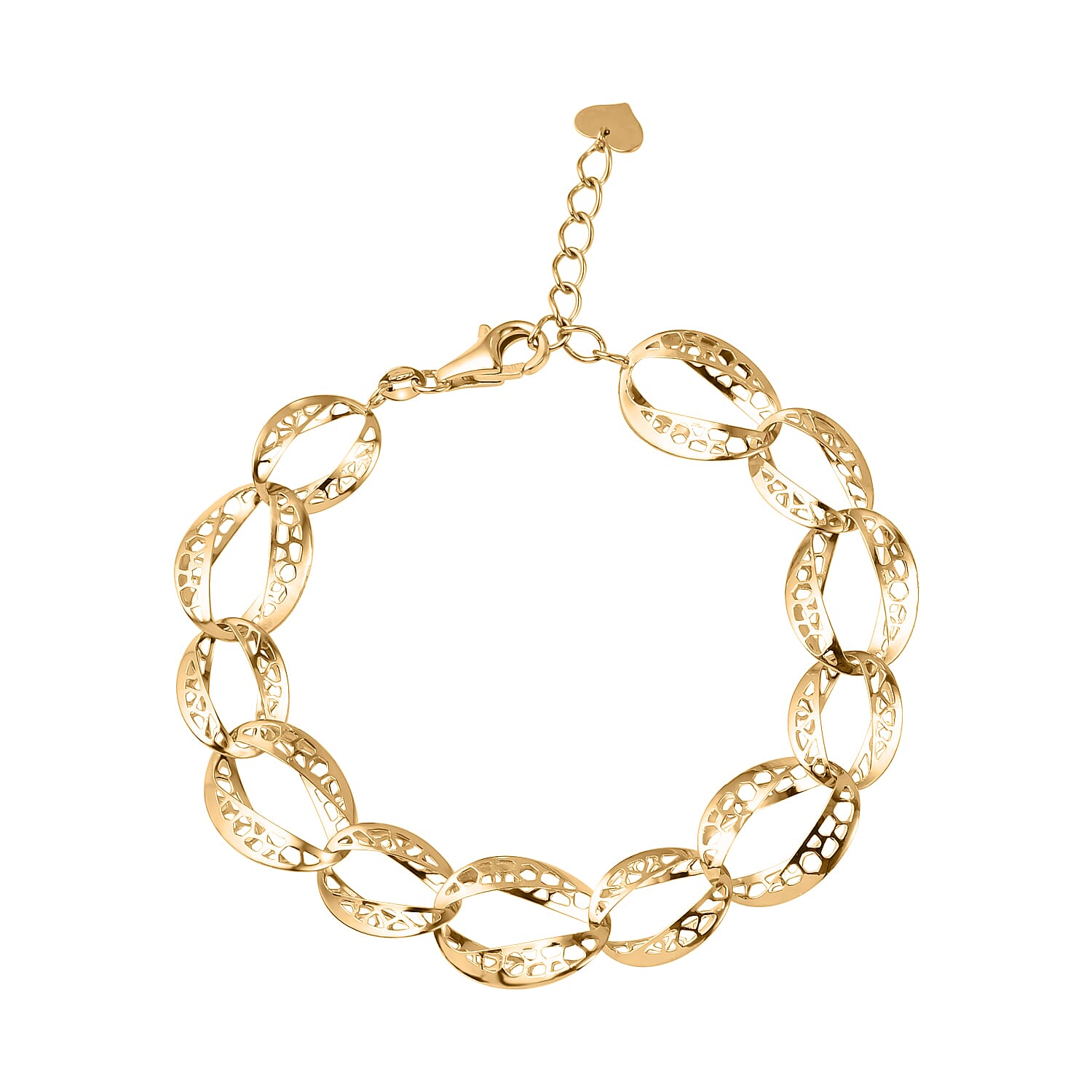 VICENZA Close Out Deal- 9K Yellow Gold Diamond Cut Oval Link Bracelet (Size - 7.5-1 Inch Ext.), Gold Wt 5.30 GM 7602004 0