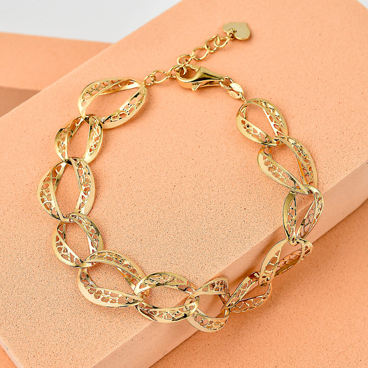 VICENZA Close Out Deal- 9K Yellow Gold Diamond Cut Oval Link Bracelet (Size - 7.5-1 Inch Ext.), Gold Wt 5.30 GM 7602004 1