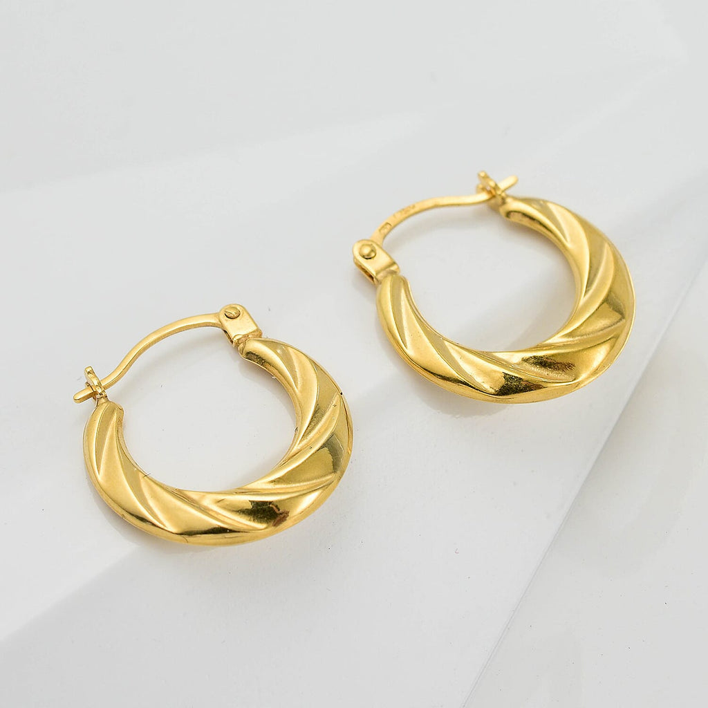 Hatton Garden Closeout - 18K Yellow Gold Twist Hoop Earrings