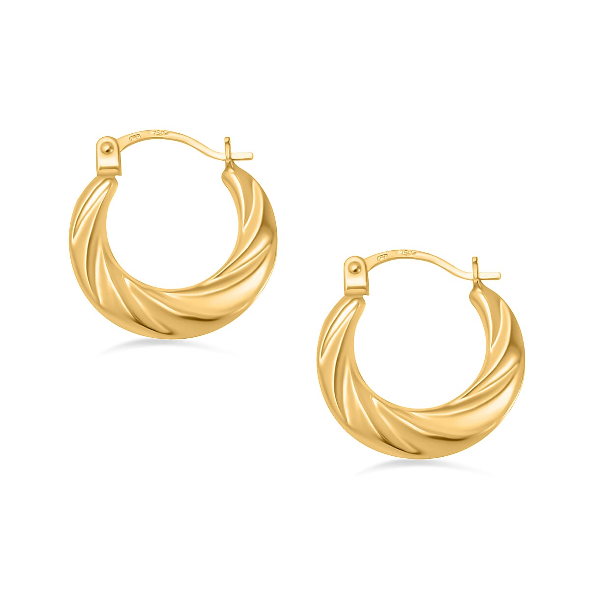 Hatton Garden Closeout - 18K Yellow Gold Twisted Hoop Earring 7670314 3