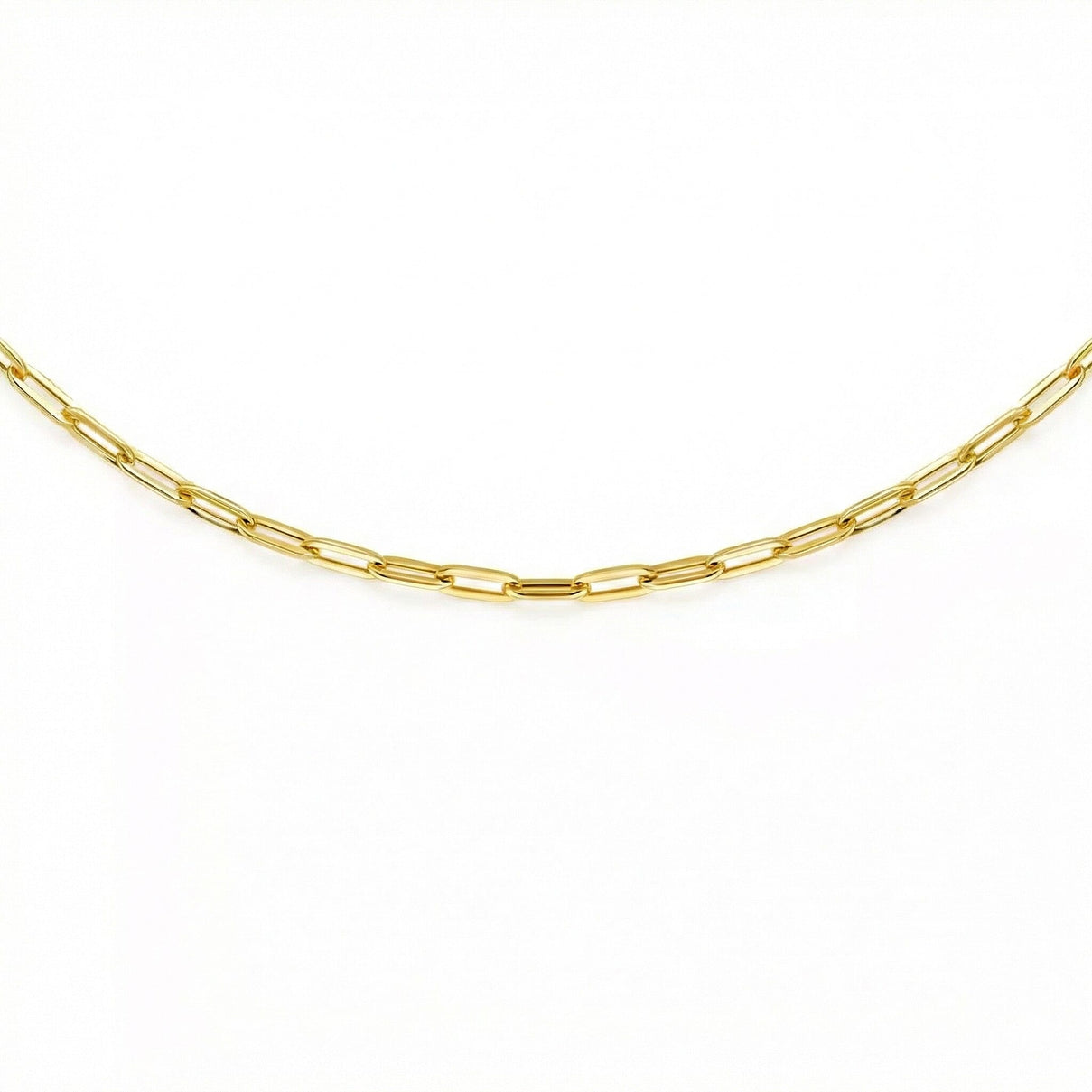 Hatton Garden Closeout - 9K Yellow Gold 2.3MM Paperclip Chain Necklace with Spring Ring Clasp 20 Inch 7783124 0