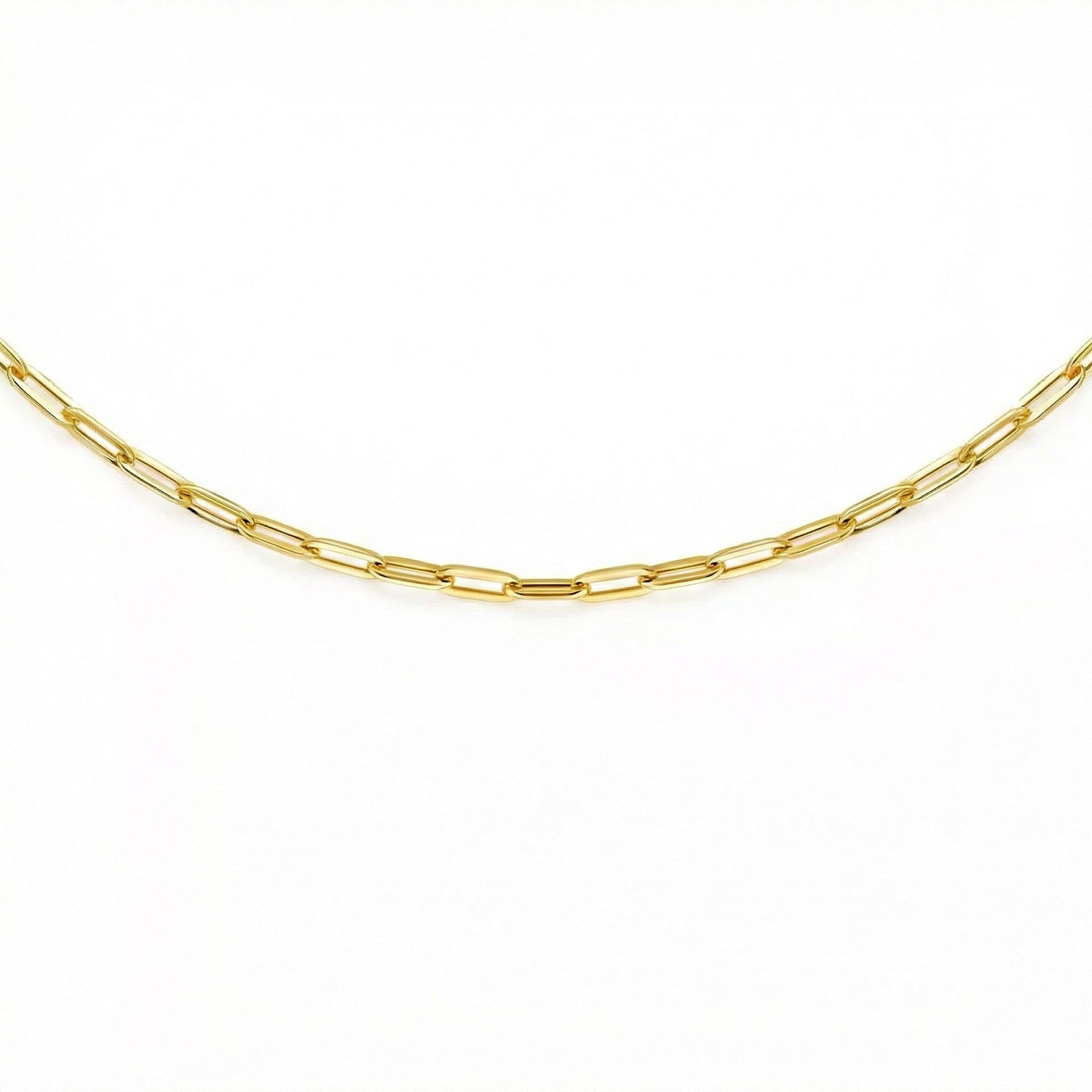 Hatton Garden Closeout - 9K Yellow Gold 2.3MM Paperclip Chain Necklace with Spring Ring Clasp 20 Inch 7783124 0