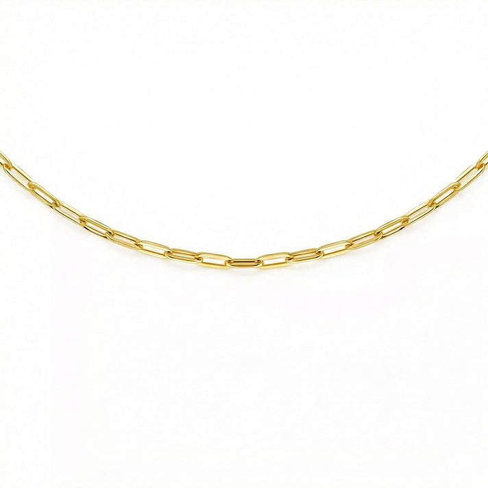 Hatton Garden Closeout - 9K Yellow Gold 2.3MM Paperclip Chain Necklace with Spring Ring Clasp 20 Inch 7783124 1
