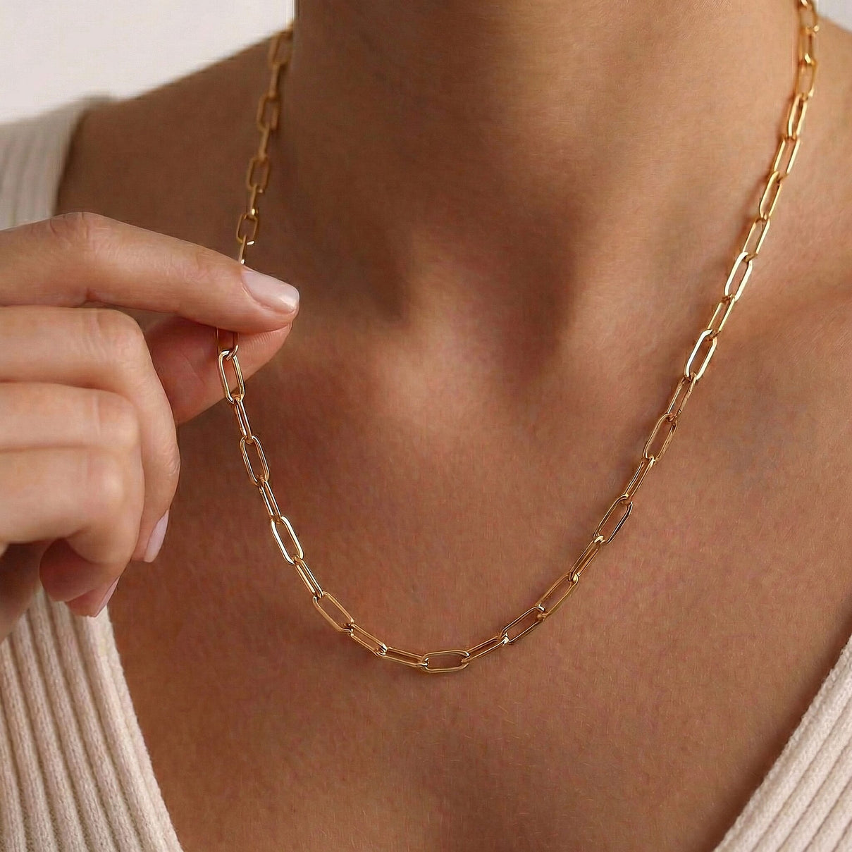 Hatton Garden Closeout - 9K Yellow Gold 2.3MM Paperclip Chain Necklace with Spring Ring Clasp 20 Inch 7783124 1