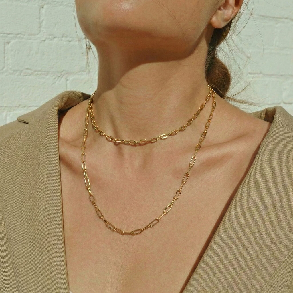 9K Yellow Gold Paperclip Chain (Size 18) with Spring Ring Clasp