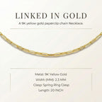 9K Yellow Gold Paperclip Chain (Size 18) with Spring Ring Clasp