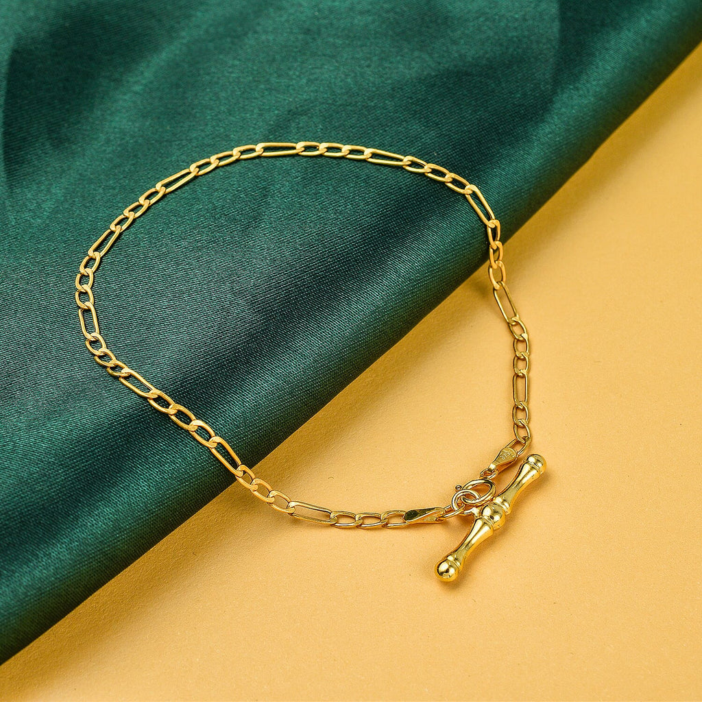 Hatton Garden Closeout - 9K Yellow Gold Albert T Bar Bracelet (Size - 7.5)