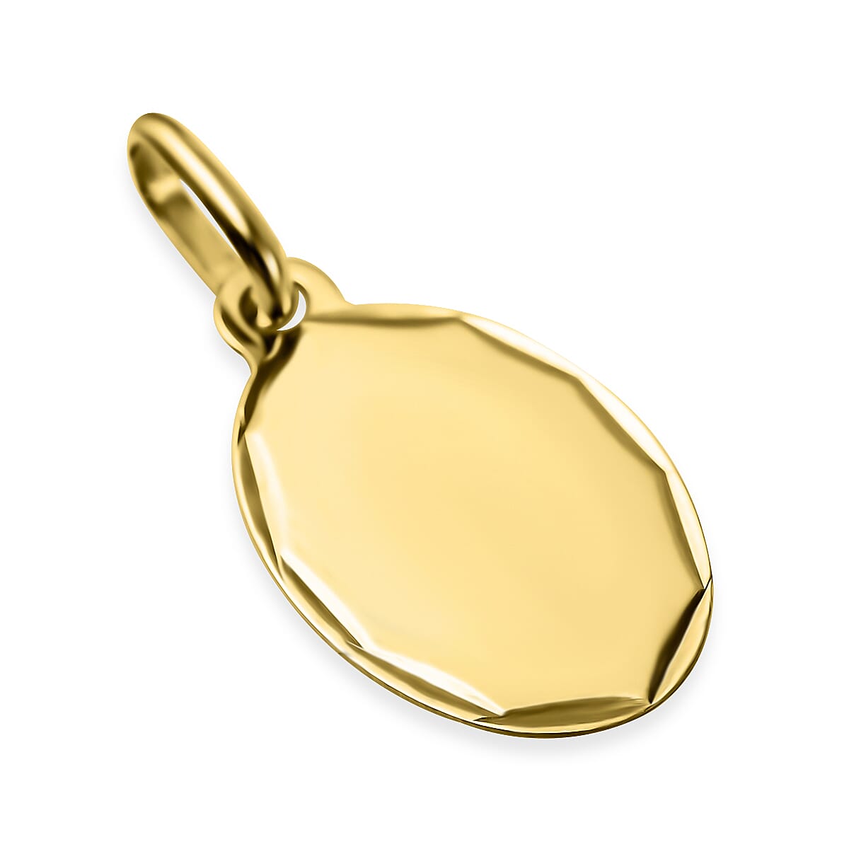 Hatton Garden Closeout - 9K Yellow Gold Carved Edge Oval Pendant 7647273 3