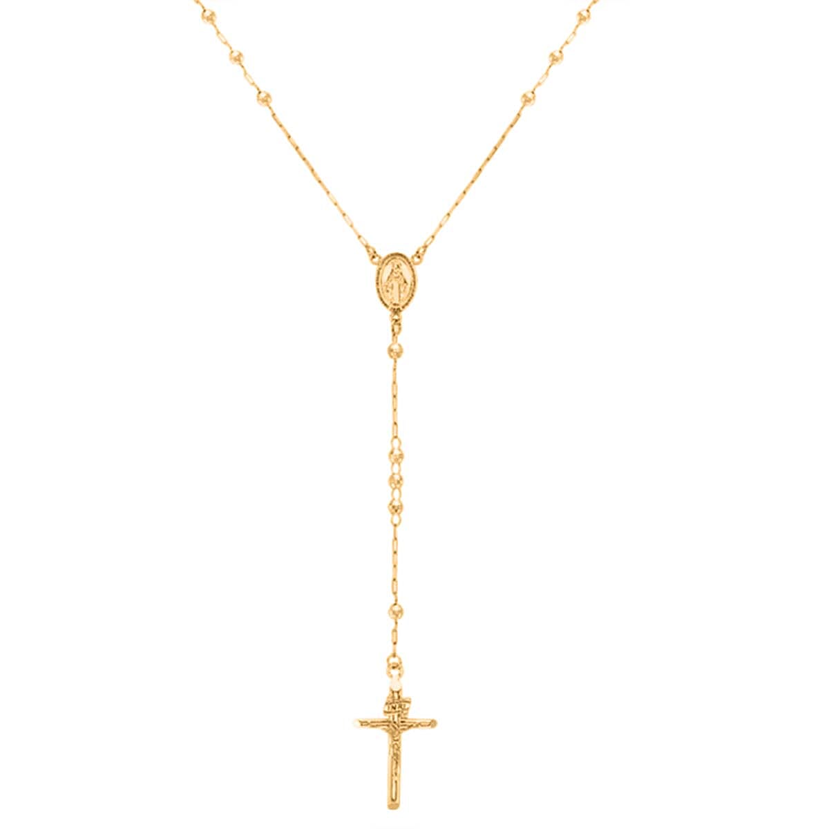 Hatton Garden Closeout - 9K Yellow Gold Diamond Cut Balls &amp; Paper Rosary Necklace (Size - 28), Gold Wt. 6.30 Gms 8055282 0