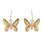 Hatton Garden Closeout - 9K Yellow Gold Diamond Cut Butterfly Drop Earrings