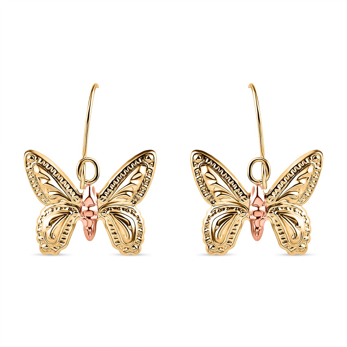 Hatton Garden Closeout - 9K Yellow Gold Diamond Cut Butterfly Drop Earrings 7647322 0
