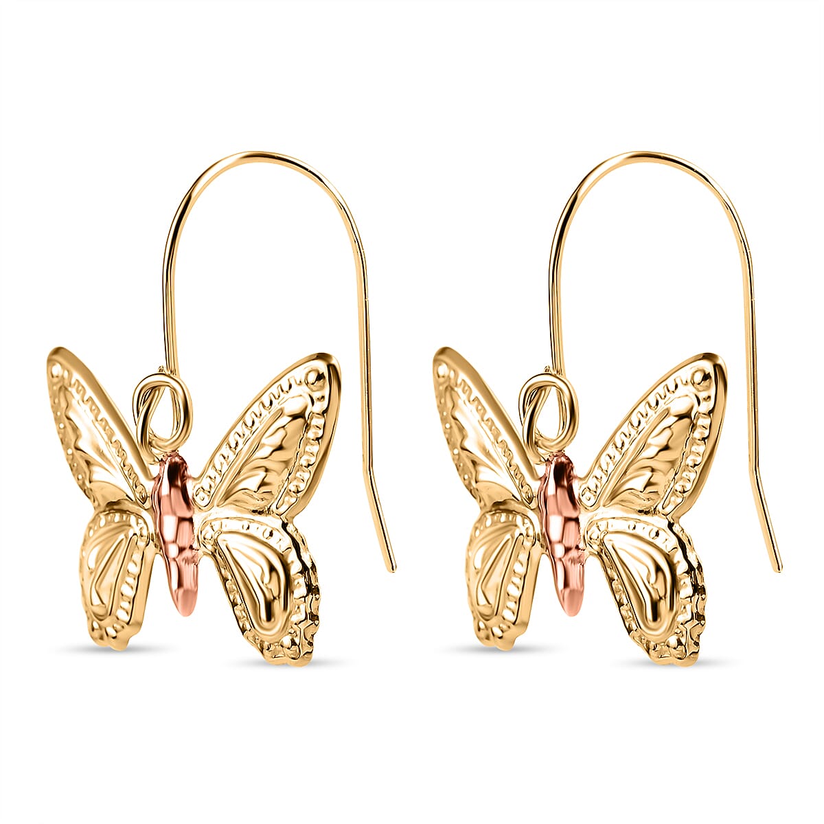 Hatton Garden Closeout - 9K Yellow Gold Diamond Cut Butterfly Drop Earrings 7647322 3