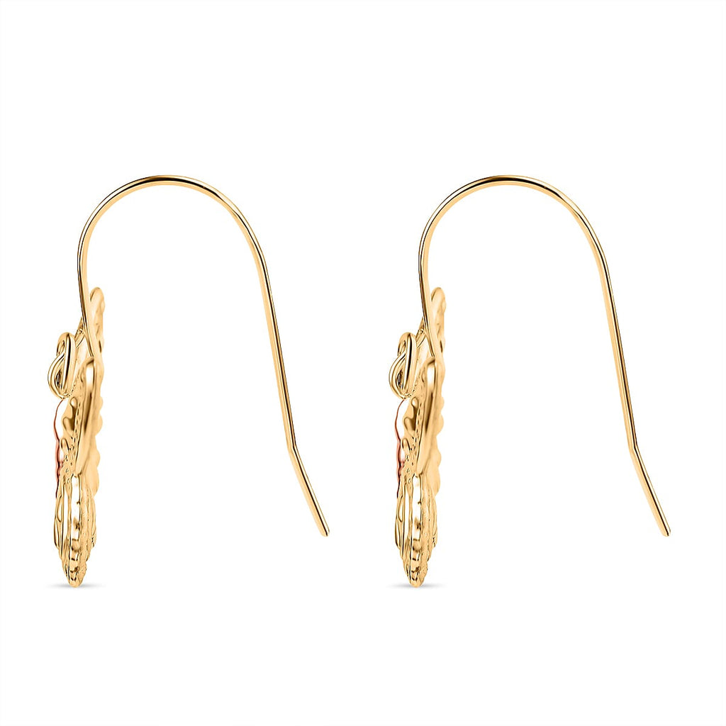 Hatton Garden Closeout - 9K Yellow Gold Diamond Cut Butterfly Drop Earrings