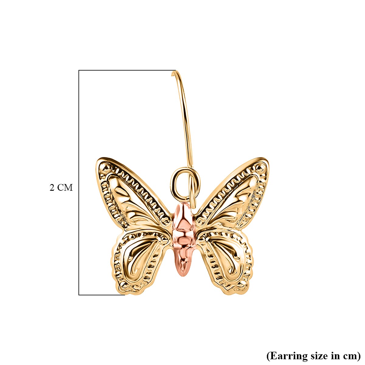 Hatton Garden Closeout - 9K Yellow Gold Diamond Cut Butterfly Drop Earrings 7647322 5