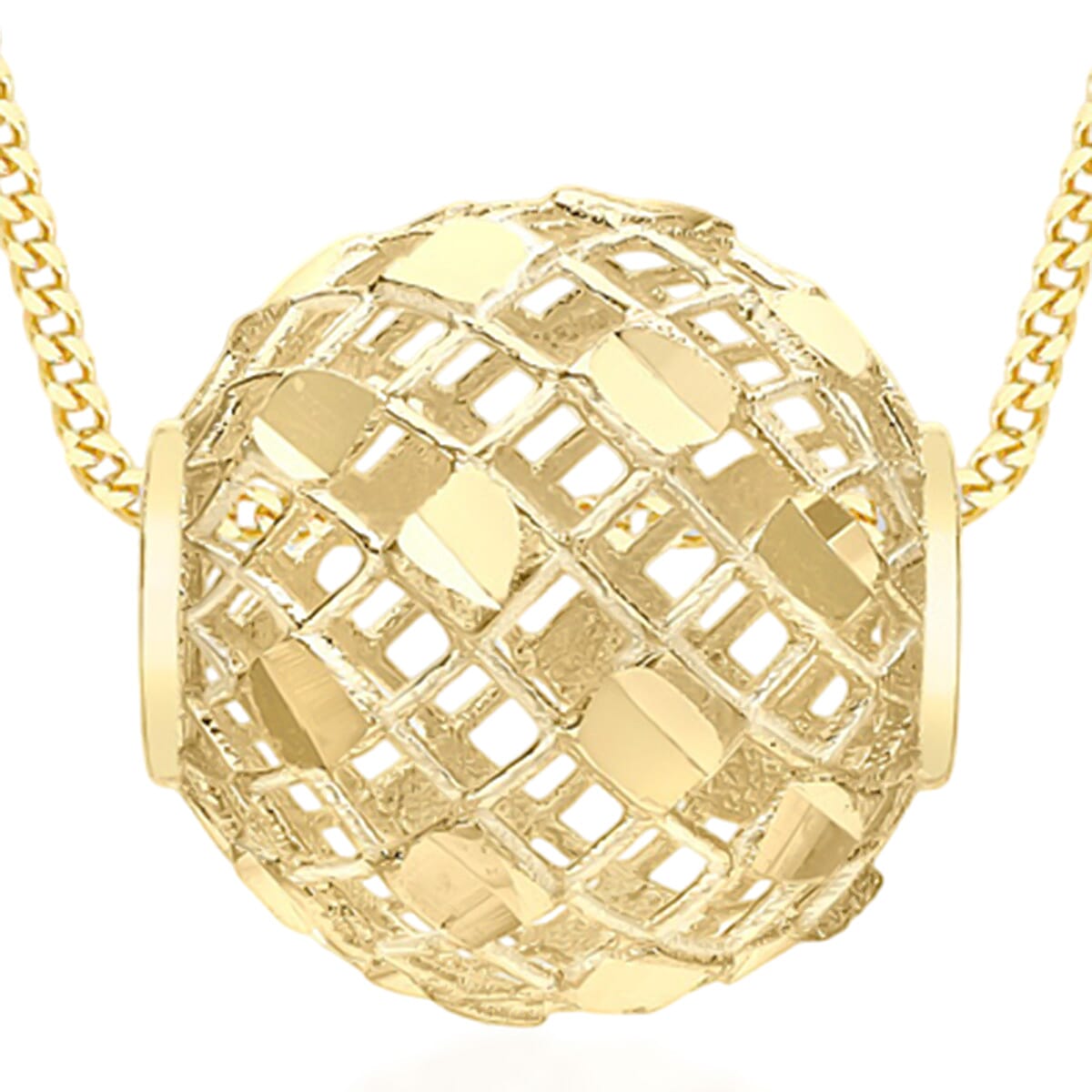 Hatton Garden Closeout - 9K Yellow Gold Diamond Cut Mesh Ball Pendant 8169081 0