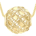 Hatton Garden Closeout - 9K Yellow Gold Diamond Cut Mesh Ball Pendant