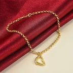 Hatton Garden Closeout - 9K Yellow Gold Floating Open Heart Charms Bracelet (Size - 7.00)