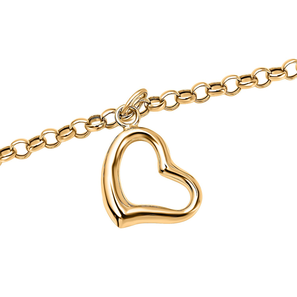 Hatton Garden Closeout - 9K Yellow Gold Floating Open Heart Charms Bracelet (Size - 7.00)