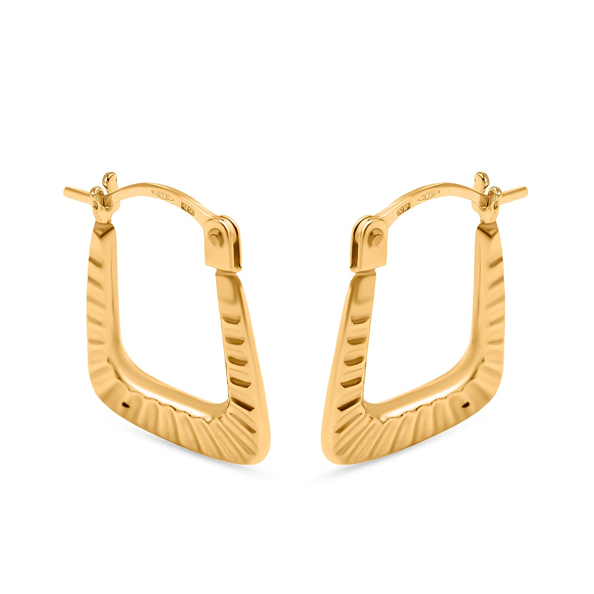 Hatton Garden Closeout - 9K Yellow Gold Ribbed Handbag Creole Earrings 7779054 0