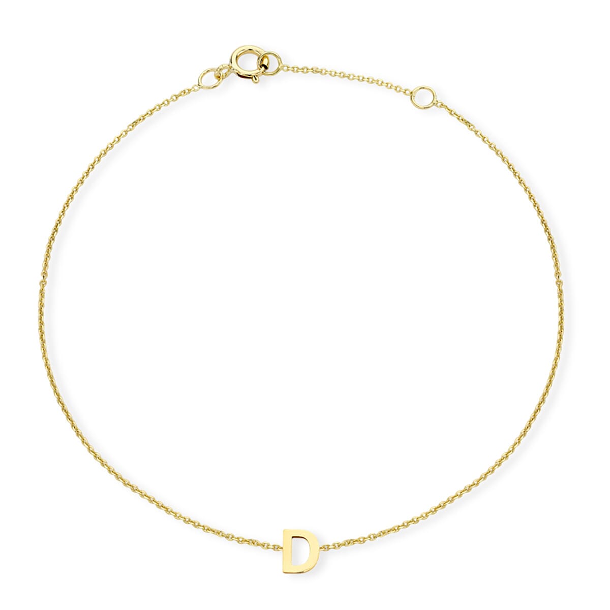 Hatton Garden Closeout - 9K Yellow Gold Mini Initial D Bracelet (Size 6-7.25) with Spring Ring Clasp 8169048 0