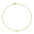 Hatton Garden Closeout - 9K Yellow Gold Mini Initial K Bracelet (Size 6-7.25) with Spring Ring Clasp
