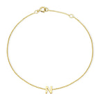 Hatton Garden Closeout - 9K Yellow Gold Mini Initial N Bracelet (Size 6-7.25) with Spring Ring Clasp
