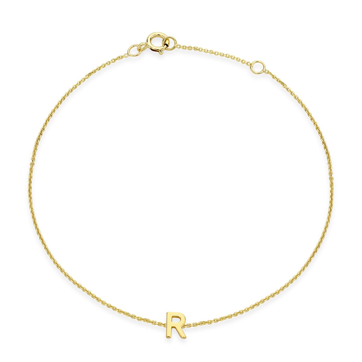Hatton Garden Closeout - 9K Yellow Gold Mini Initial R Bracelet (Size 6-7.25) with Spring Ring Clasp 8169053 0