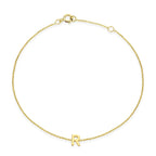 Hatton Garden Closeout - 9K Yellow Gold Mini Initial R Bracelet (Size 6-7.25) with Spring Ring Clasp