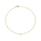 Hatton Garden Closeout - 9K Yellow Gold Mini Initial V Bracelet (Size 6-7.25) with Spring Ring Clasp
