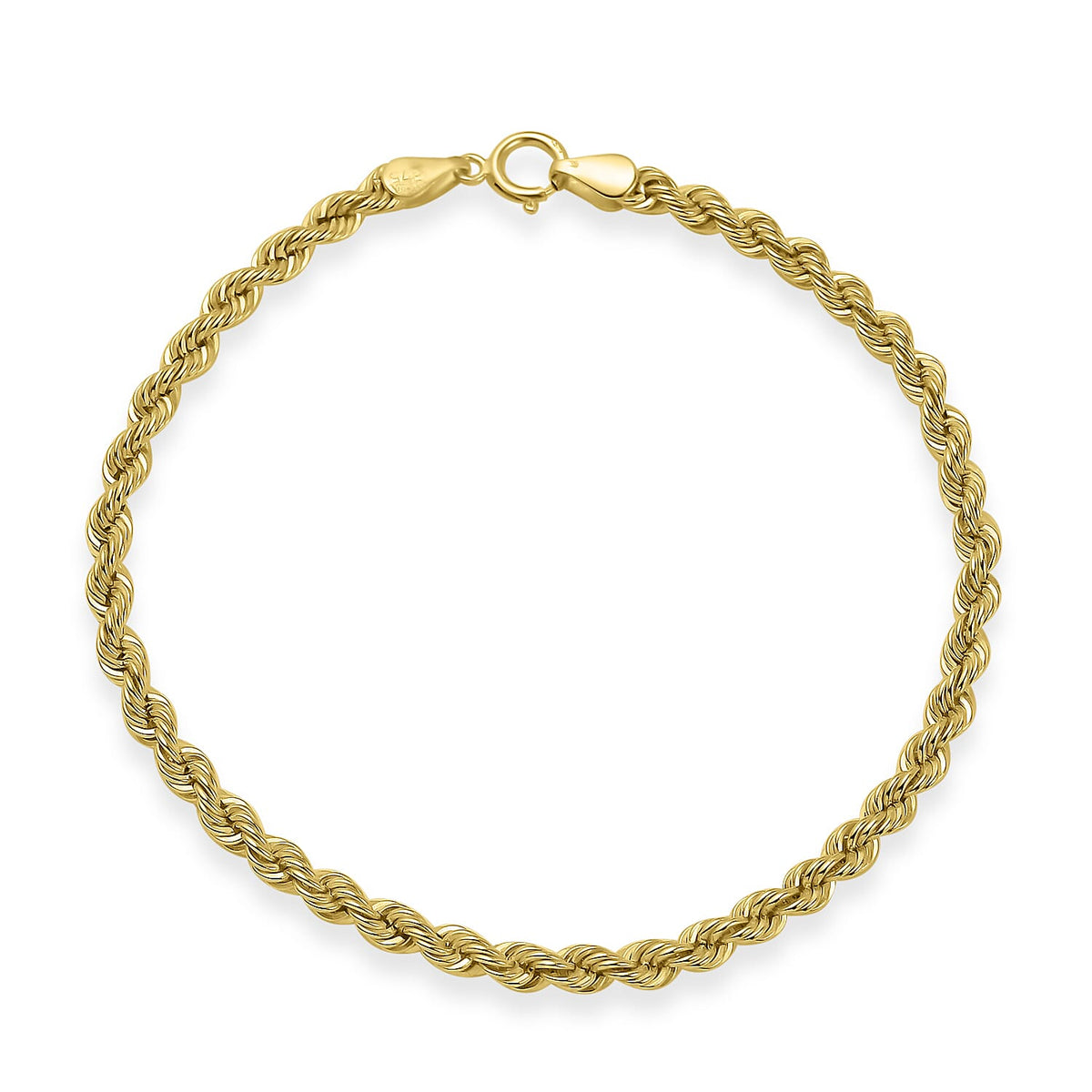 Hatton Garden Closeout - 9K Yellow Gold Rope Bracelet (Size - 7.25) 7677262 0