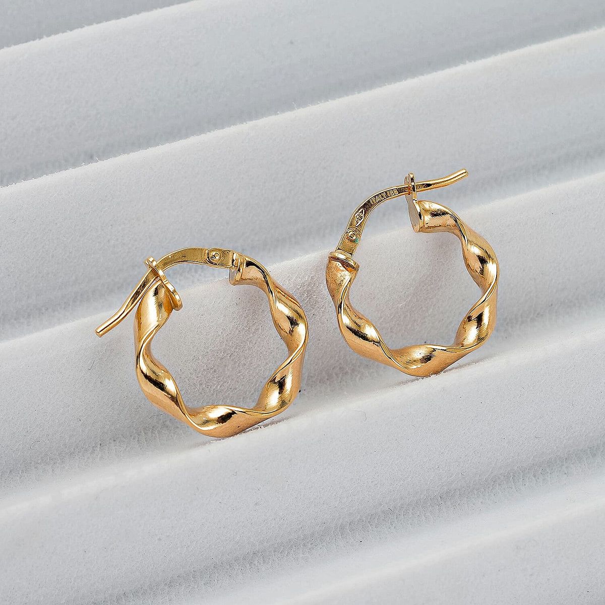 Hatton Garden Closeout 9K Yellow Gold Twisted Creole Hoop Earrings 7670235 1