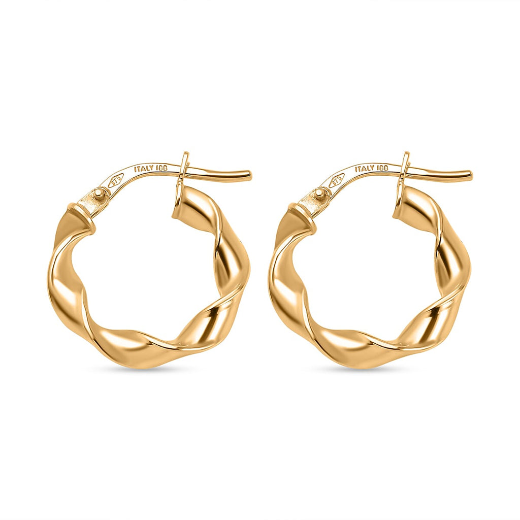 Hatton Garden Closeout 9K Yellow Gold Twisted Creole Hoop Earrings