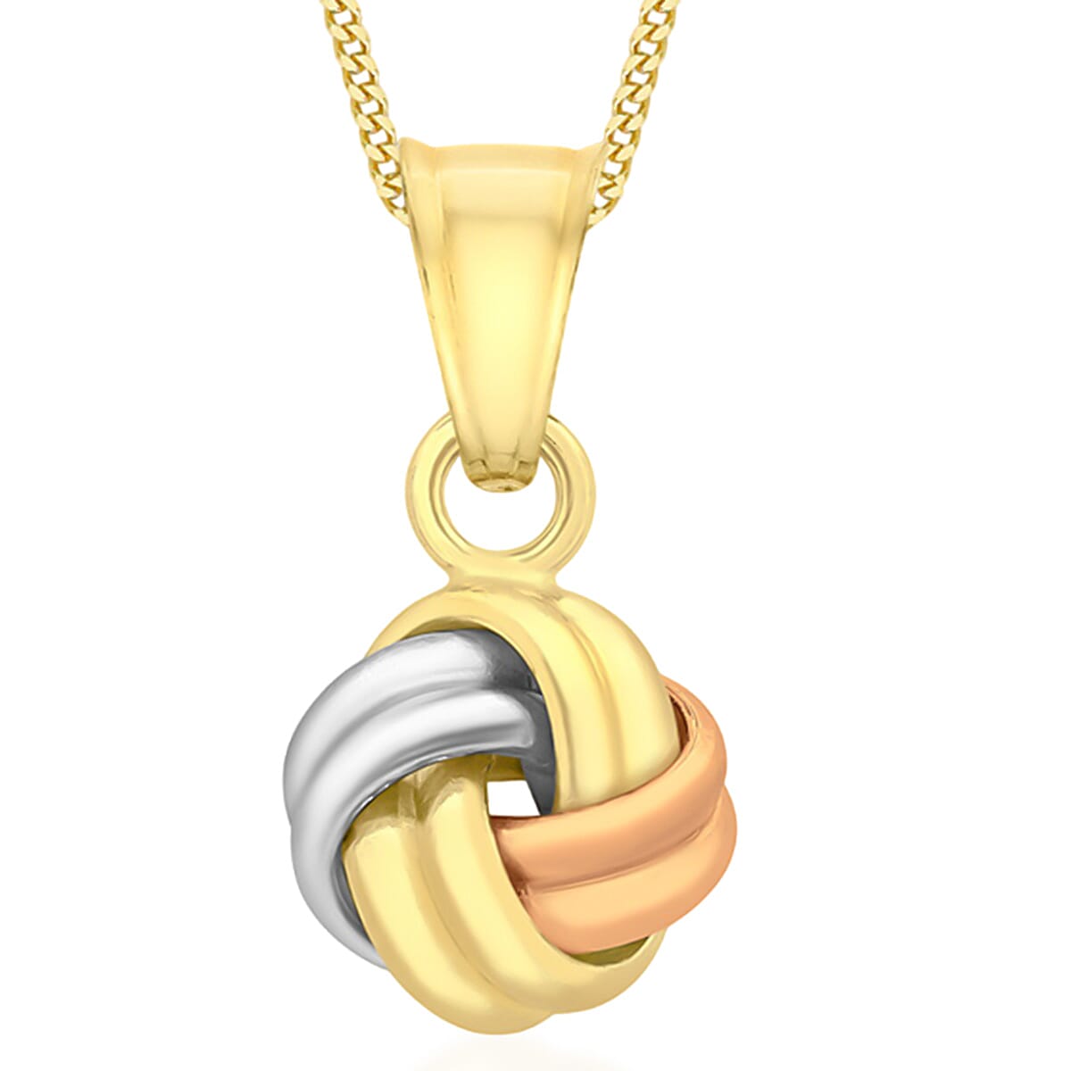 Hatton Garden Closeout Deal - 9K Tri Color Gold 4 Way Double Knot Pendant 8169085 0