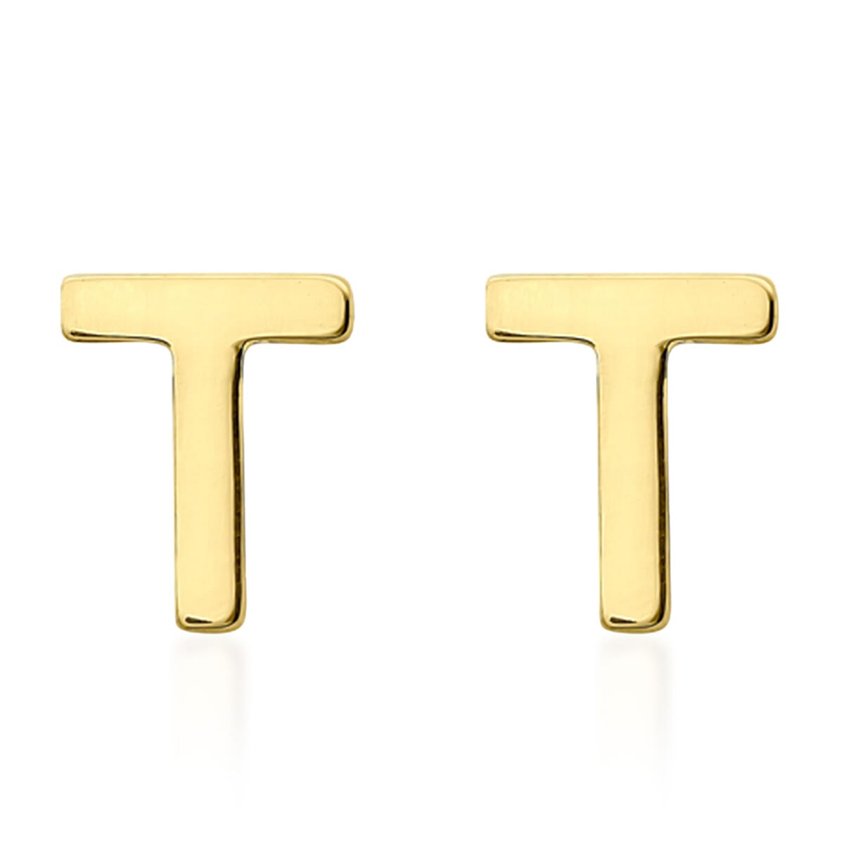 Hatton Garden Closeout Deal - 9K Yellow Gold Initial T Stud Earring with Push Back 8169070 0