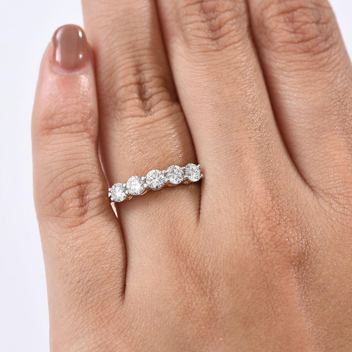 LUXURIANT 1 Ct. Lab Grown Diamond 5-Stone Ring in 9K Yellow Gold (SI-GH) 8271333 3