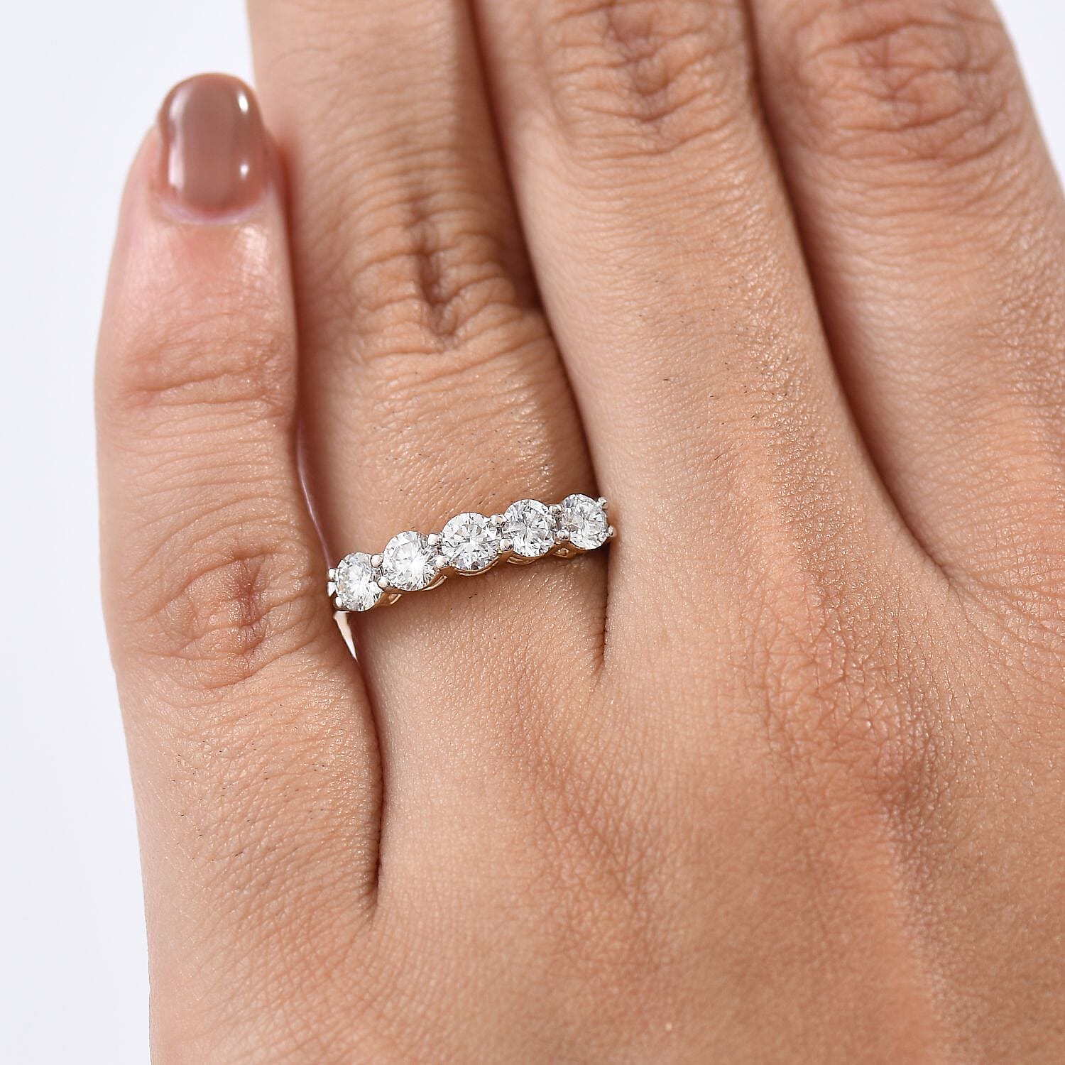 LUXURIANT 1 Ct. Lab Grown Diamond 5-Stone Ring in 9K Yellow Gold (SI-GH) 8271333 3