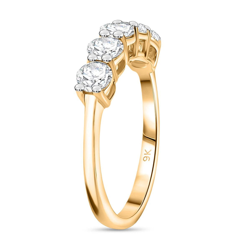 Luxuriant 9K Yellow Gold Lab Grown Diamond (SI-GH) 5 Stone Ring 1.00 Ct.